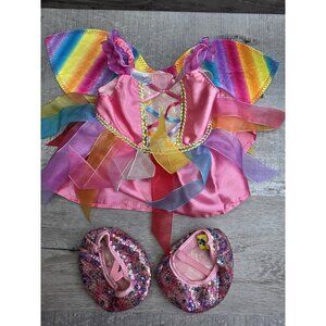 Build A Bear Rainbow Fairy Satin Tulle Dress Wings Sequin Shoes g56